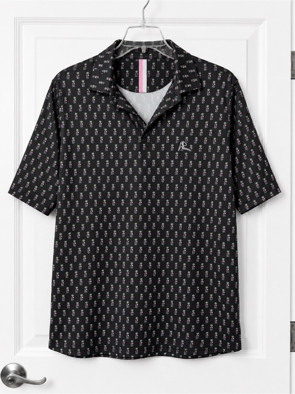 Rhoback Black Polo with Pineapple Microprint